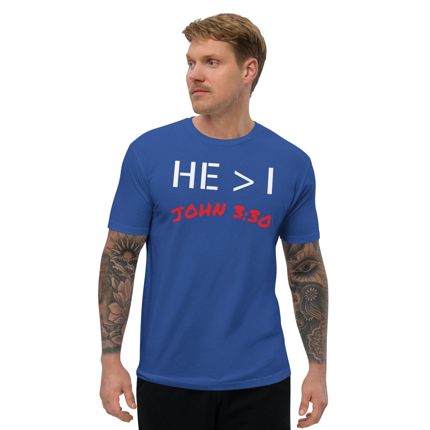 He Is Greater Fitted T-Shirt